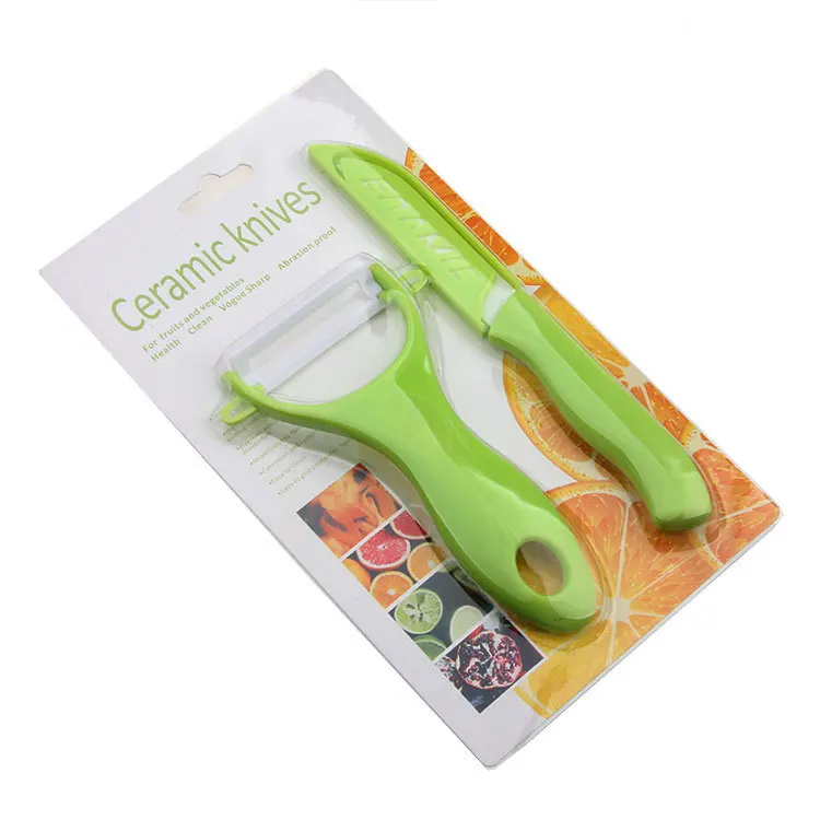Cheap Hot Sale Zirconium oxide household contact safe 2pcs ceramic fruit knife and peeler set