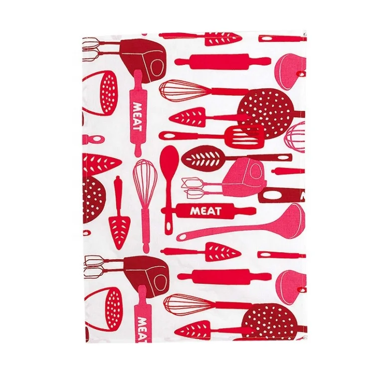 Meita Home Natural cotton standard size sublimation printed wholesale cotton canvas duck fabric set of 3 kitchen tea towels