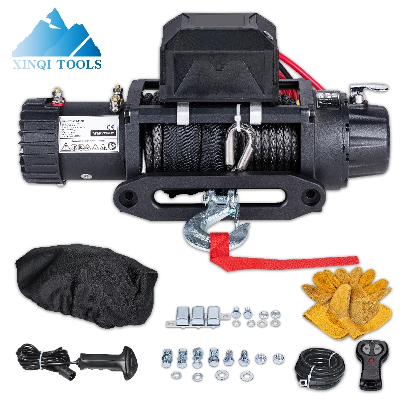 XINQI 13000lbs  electric winch 12V 24V 4WD off road 4x4 car electric winch with synthetic rope / wire rope