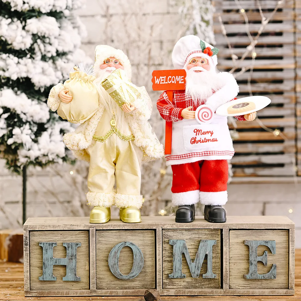 2022 Best Selling New Christmas Decorations Station Sitting Santa Claus Doll Ornaments Doll Decorations