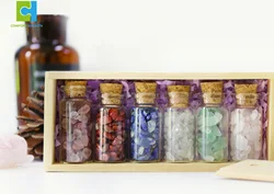 Gemstone Crystal Chips 100Ml Glassware Pudding Jars With Gemstone Chips Pudding Bottle Glass Wishing Bottle With Cork Lid