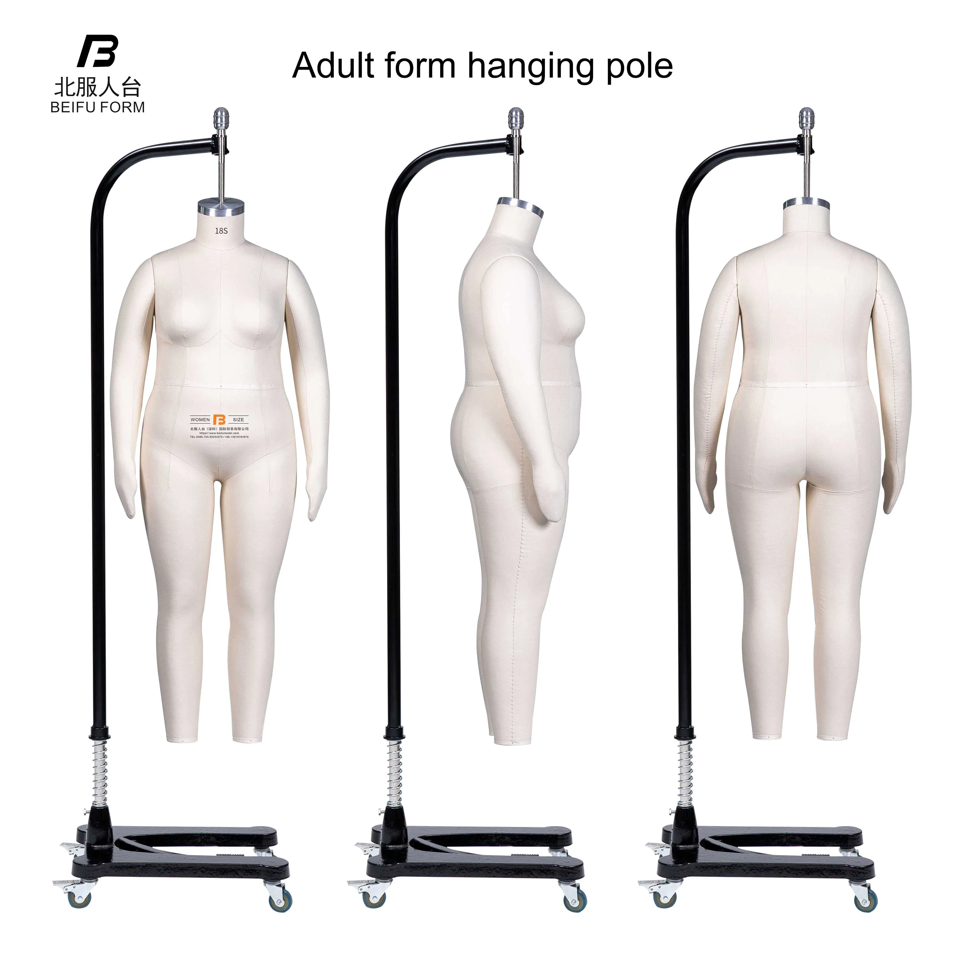 Beifuform full body mannequin USA size 18 female dress form for sewing tailor designer women plus size mannequin with hands