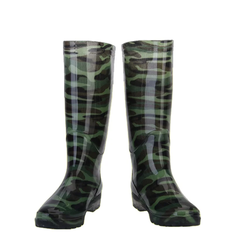Colorful Waterproof Long Rain Boots Outdoor Industrial PVC High Tube Rain Boots Safety PVC Camouflage Rain Boots