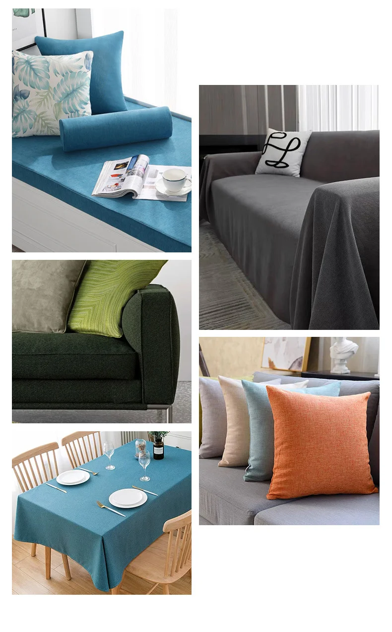 Wholesale Home Textile Jacquard Slub Linen 100% Polyester Fabrics Sofa Bonded Cushion Cover Imitation Faux Linen For Upholstery