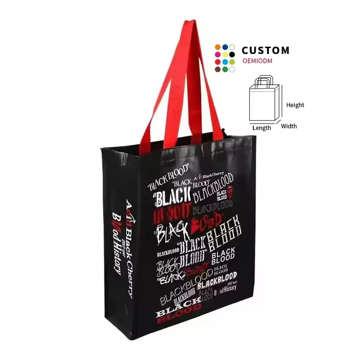 Hot Sale Custom Logo Durable Tote Bags Handle Laminated Eco-friendly PP Non Woven Shopping Bags For Supermarket