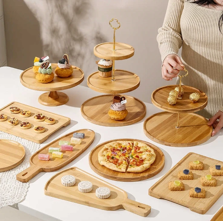 Custom 2 Tiered Tray Stand Wood Cake Stand Serving Tray For Farmhouse Kitchen Room Decor