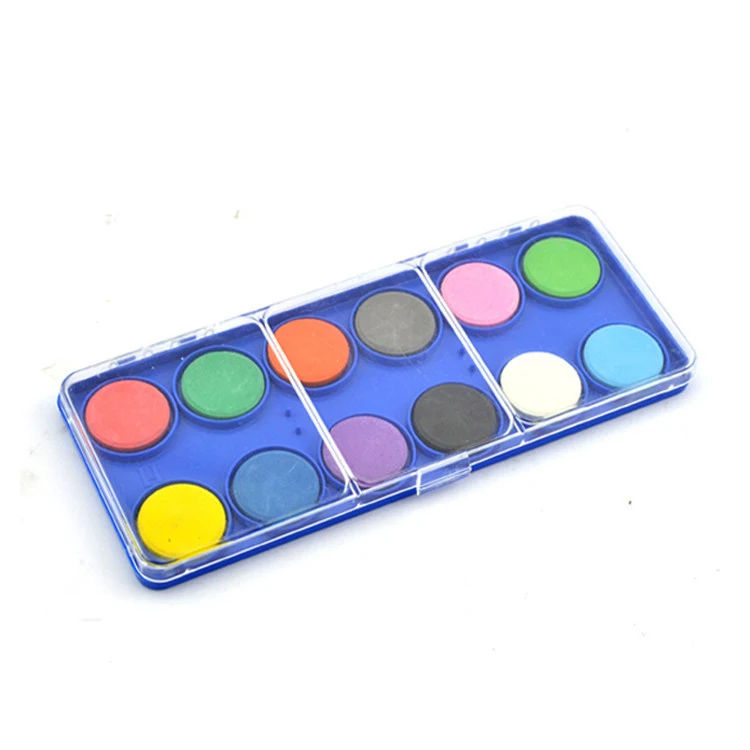 
transparent box packing solid 12colors drawing dry paint 