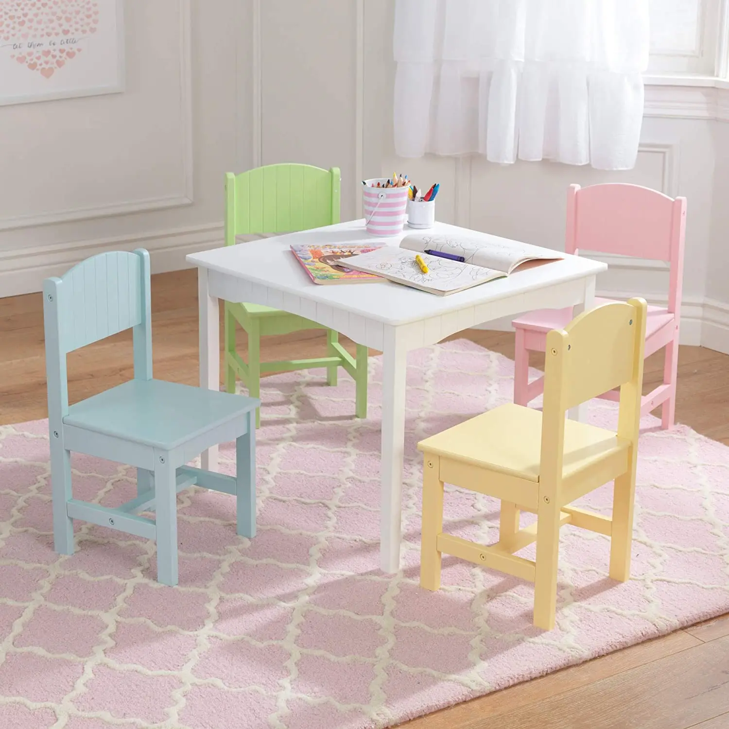 Kindergarten school classroom children wood daycare kids furniture table and chairs set, table and chair set for kids