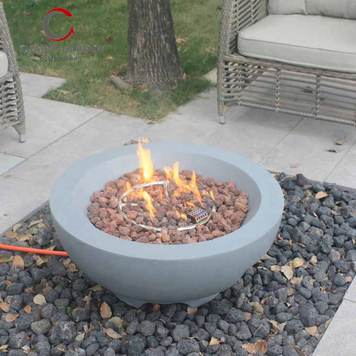 Concrete Tabletop Fire Pit Bowl Mini Personal Fireplace for Indoor and Outdoor Use