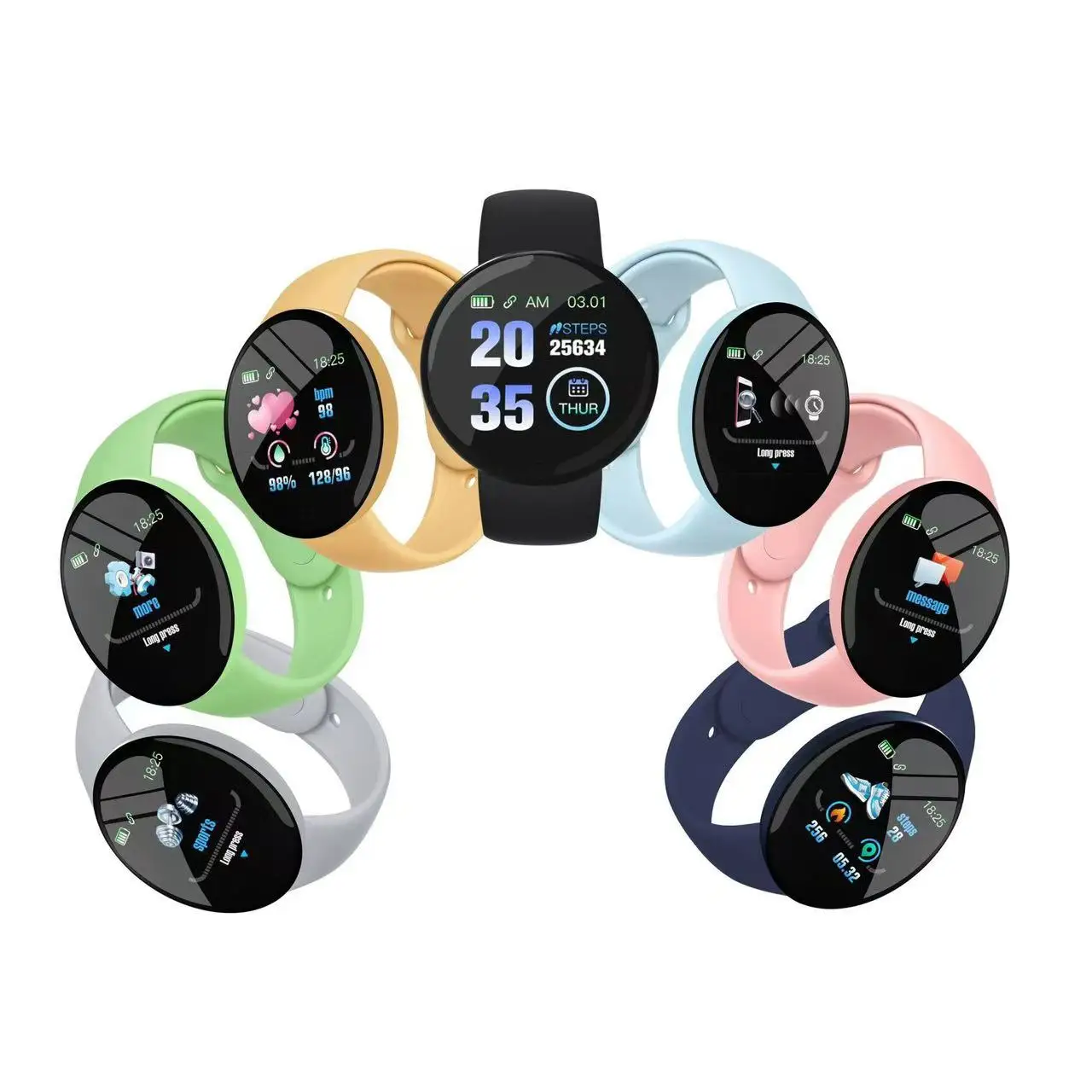 D18 Smart Watch Men Women Smartwatch Digital Watches Sports Fitness Tracker Watch Blood Pressure Waterproof Shenzhen Rubber