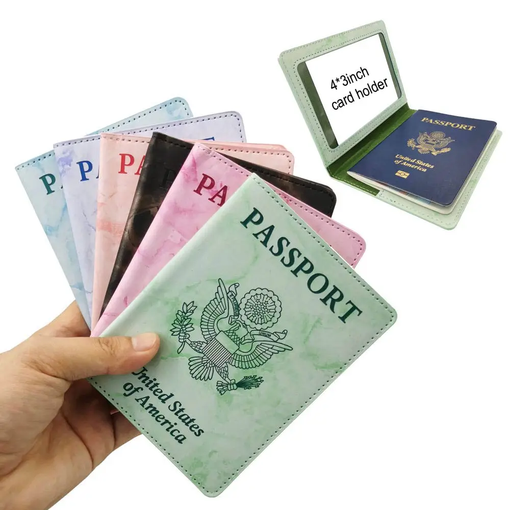 Custom  pu leather cover case simple thin design travel passport holder