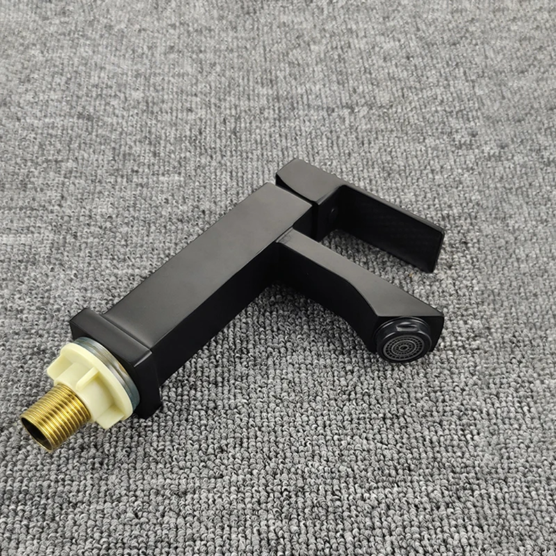 Bathroom Square Matte Black Tap Faucet Matte Black PILLAR SINK BASIN WATER TAP Zinc Alloy Faucet
