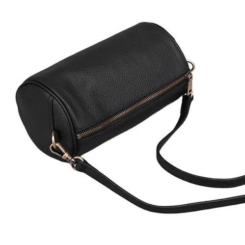 Genuine Leather Cylinder Sling Bag with Round Mini Coin Bag Supplier