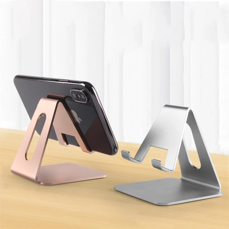 Portable Anti Slip Silicone Pads Cell Phone Stand Shiny Colors Aluminum Universal Tablet Mobile Phone Holders