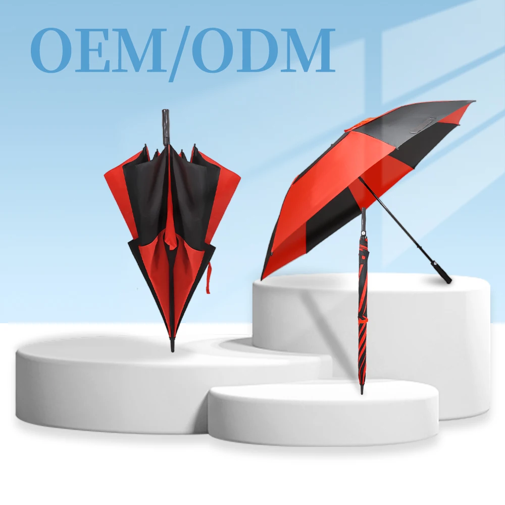 Big 60 Inch Custom Logo Double Canopy Vented UV Protection Sun Rain Windproof Automatic Golf Umbrella For Adults