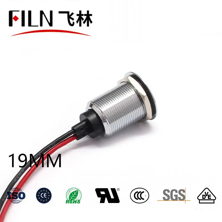 FILN Fulsh waterpof led lamp warning indicator light wiring terminal long body thread led 12v 220v 24v red green amber blue