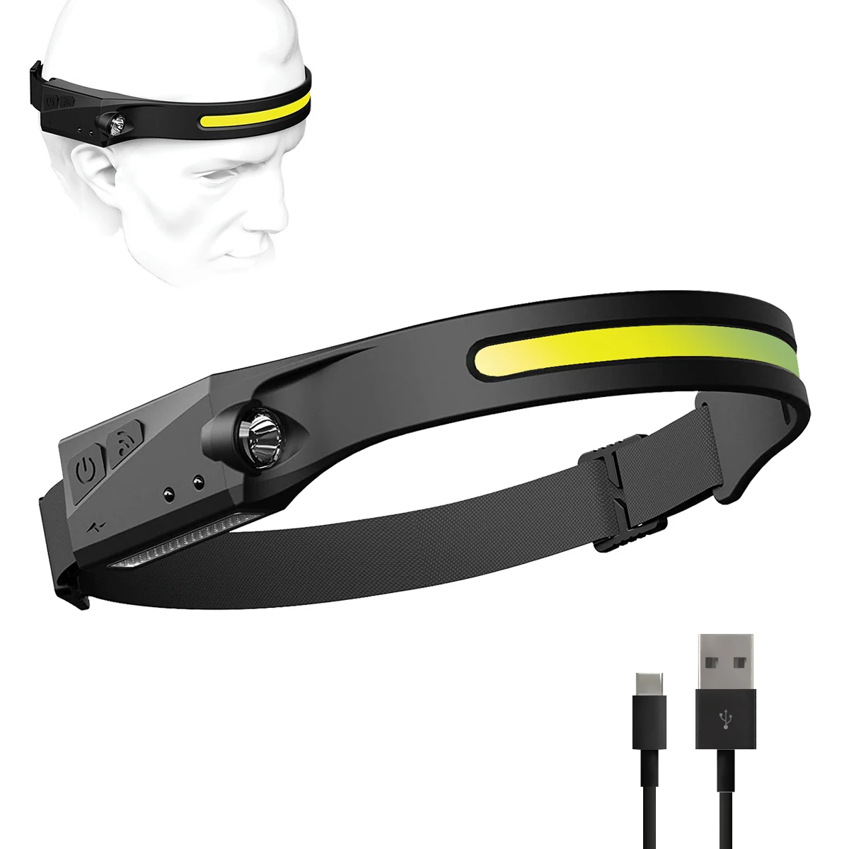 Waterproof Waving Induction Rechargeable Led Headlights for Outdoor Running Cycling Fishing Mining