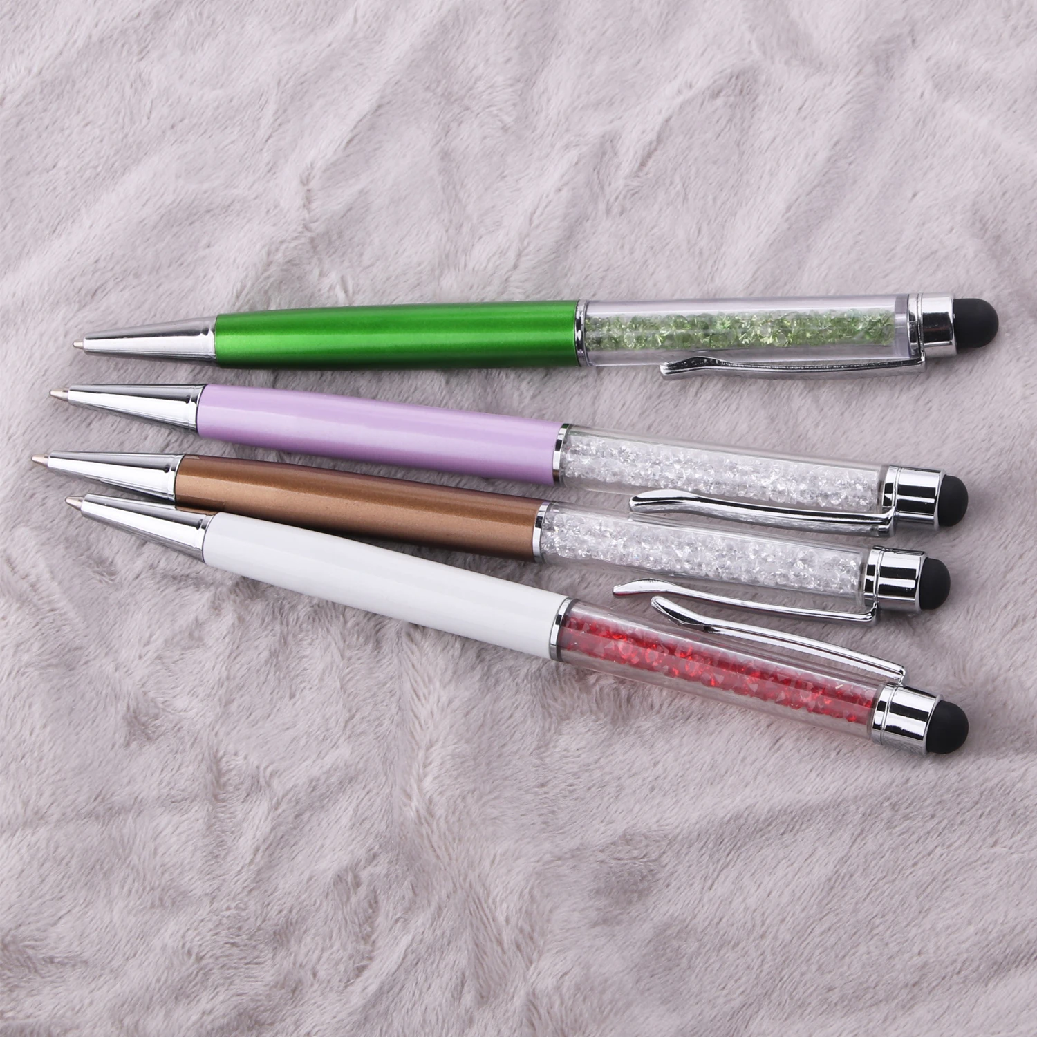 Promotional diamond crystal pen customized logo printed with stylus touch active stylus pen
