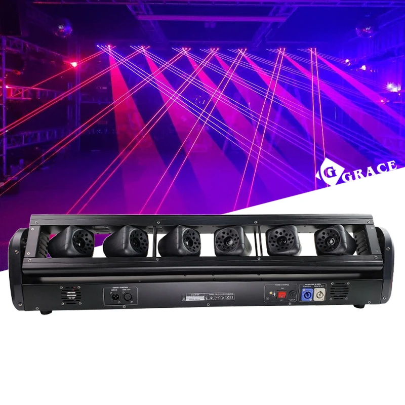 Igracelite 3W/12W RGB 6 Heads Moving Head Laser Professional For Stage Light Party Ktv Club DJ Disco Light