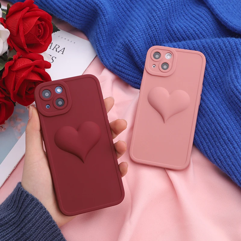 Luxury lovely 3D heart phone case for iphone 13 pro max cover