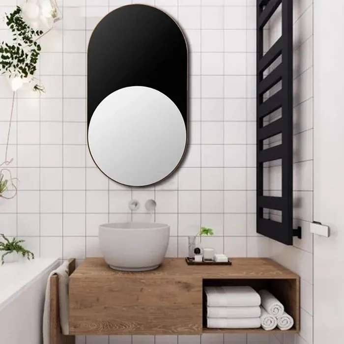 Modern Metal Framed Mirror with Sleek Black Finish - Decorative Wall Mirror