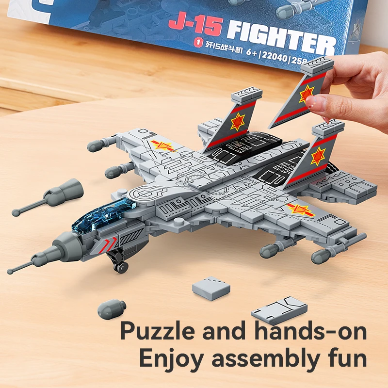 CAYI New Arrivals Military Series J-15 Fighter Jet Building Blocks Toys Set