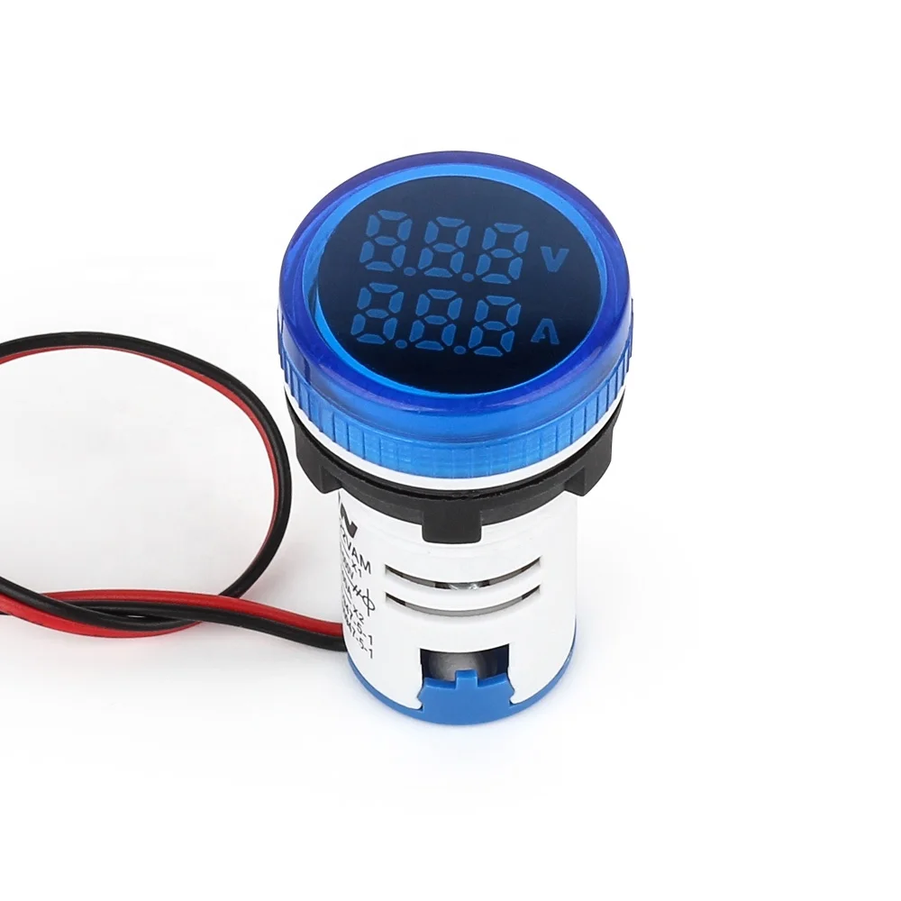 NIN 22mm round blue mini led digital voltmeter ammeter