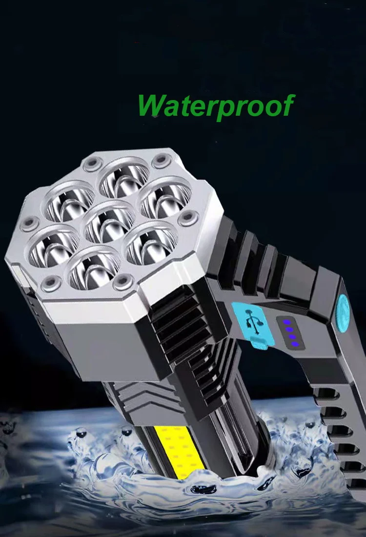 7 LED+COB ABS plastic portable hand light Electric show LED strong rechargeable hand lamp flashlight torch for camping