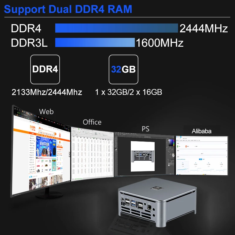  9th 10th Gen мини ПК настольный компьютер Core i9 10880H 9980HK I7 8750H I5 9400H Win10 4KUHD NUC w/ 2 * DDR4 NVME M.2 DP Type