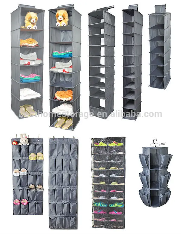 Fabric folding hanging storage bag  closet clothes organizers