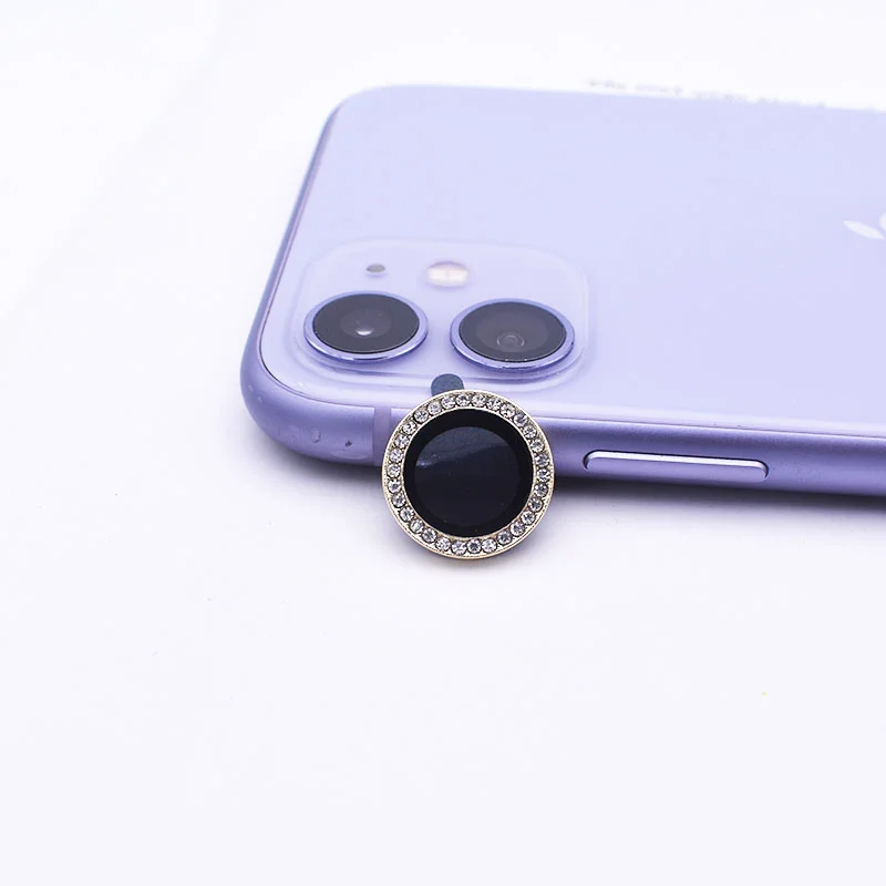 Glitter Tiny Diamond Alloy Ring Glass Tempered Camera Circle Cover For Iphone 12 Pro Max Camera Lens Screen Protector