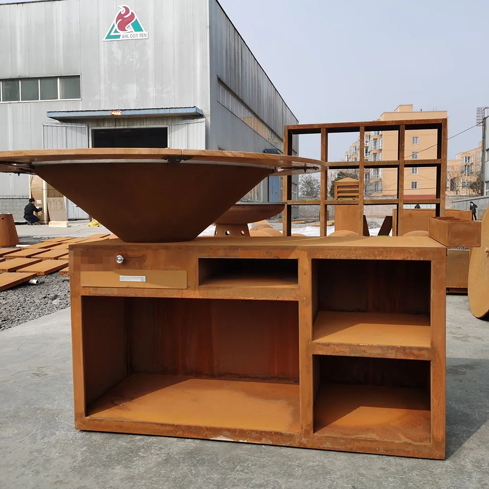 Outdoor barbecue grill for charcoal barbecue corten steel for sale