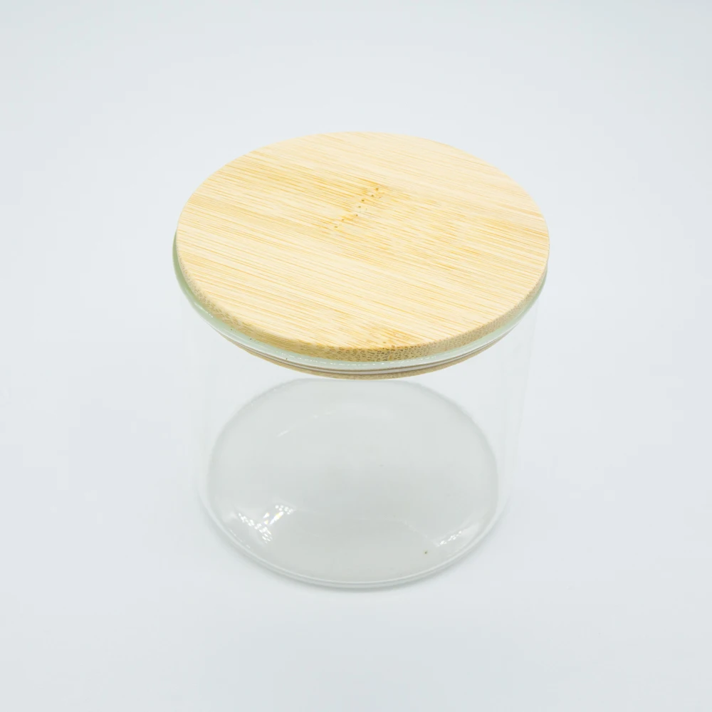 Candle wooden cork stopper airtight bamboo lid with silicon rubber gasket rings for glass spice jar PET plastic food container