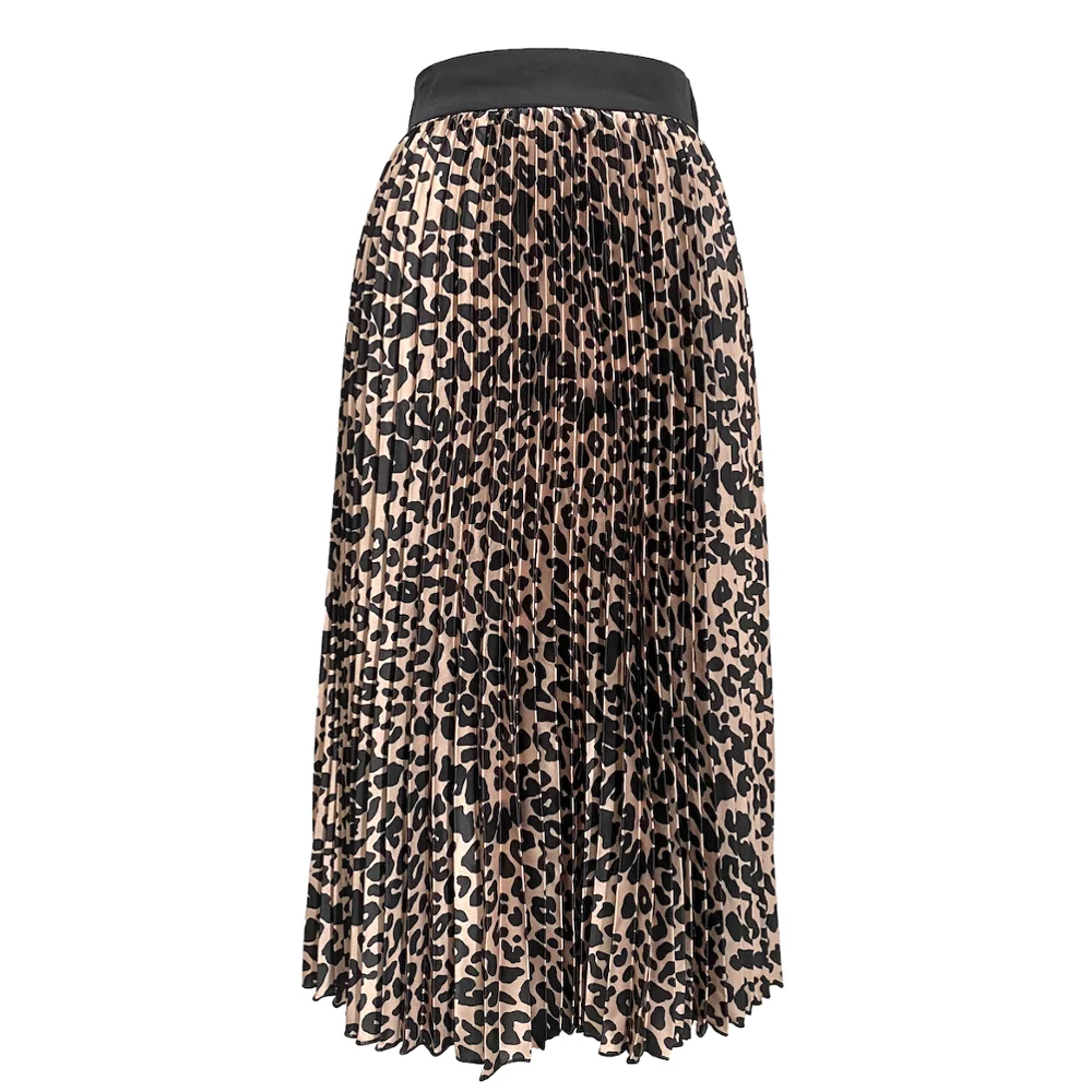 
Fashion versatile pleated leopard-print skirts high-waisted slimming skirts 