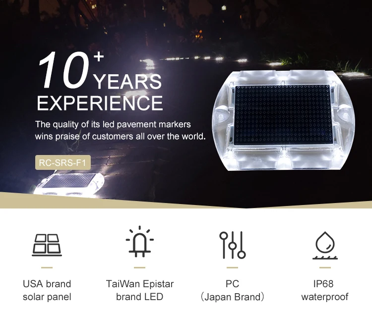 circular two directions solar powered leveled road stud reflector pavement marker