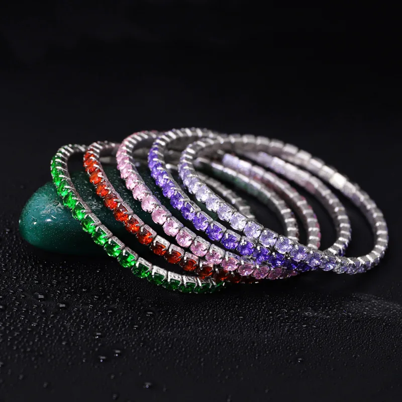 4mm Tennis BraceletCheap Wholesale Stretch Elastic Wristbands Gemstone  Bracelet Diamond Bracelet For Women