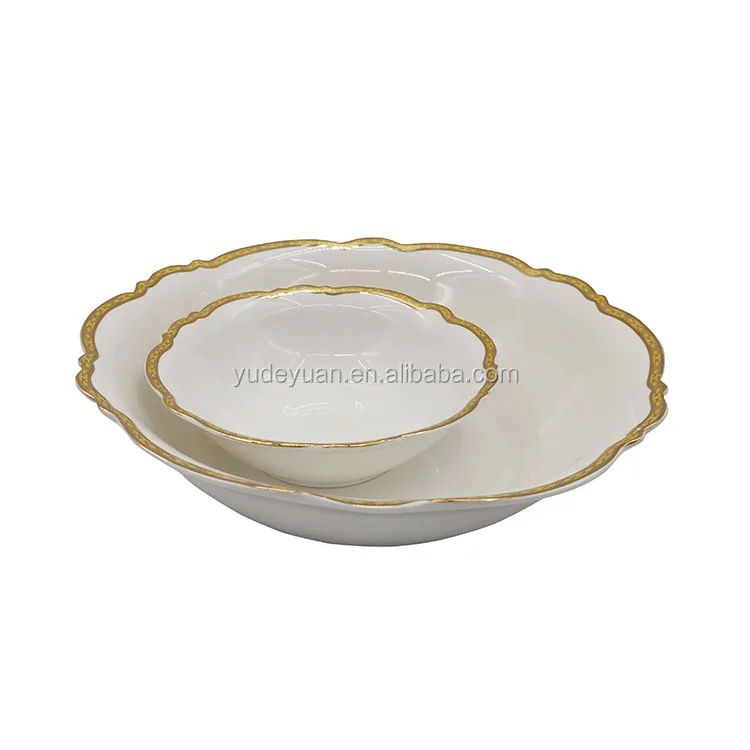 Wholesale Royal Flower Shape English Gold Rim Dinner Set Porcelain China 61 Pcs 125 Pcs Dinnerware Sets Ceramic Cup Kit Western