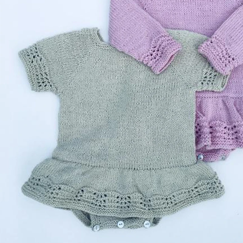 British style baby dress set Cotton baby knit skirt Vintage lace baby sweater