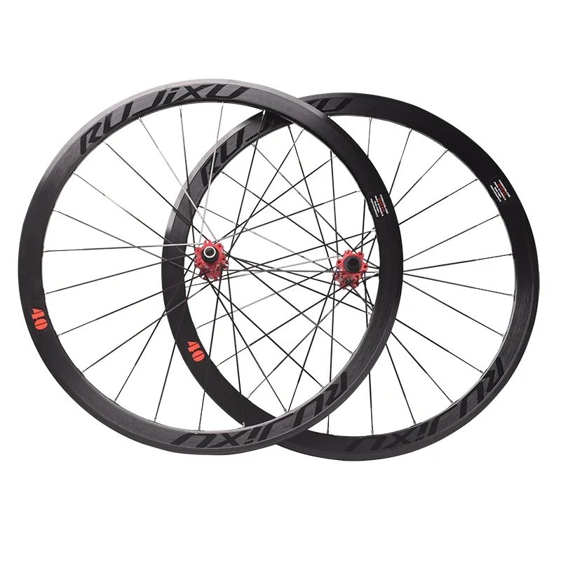 RUJIXU 700c road wheels disc brakes road bike wheels 40mm direct-pull alloy rim spoke qr/thru-axle wheelset