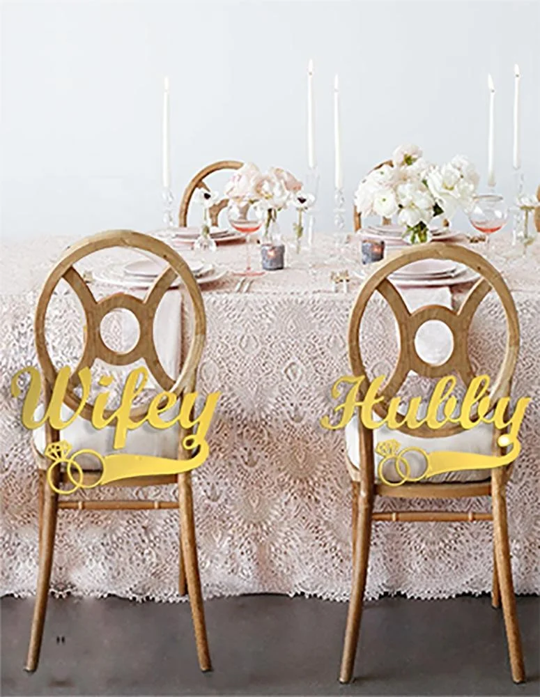 
TX Hot Sale Products Gold Silver Mirror Acrylic Wedding Chair Sign For Wedding or Paty Decoration 