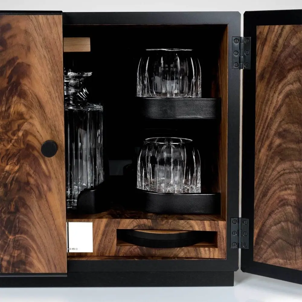 High quality Luxury Wood Spirit Wine Box Natural Wooden  glass Wine Glasses Gift Box