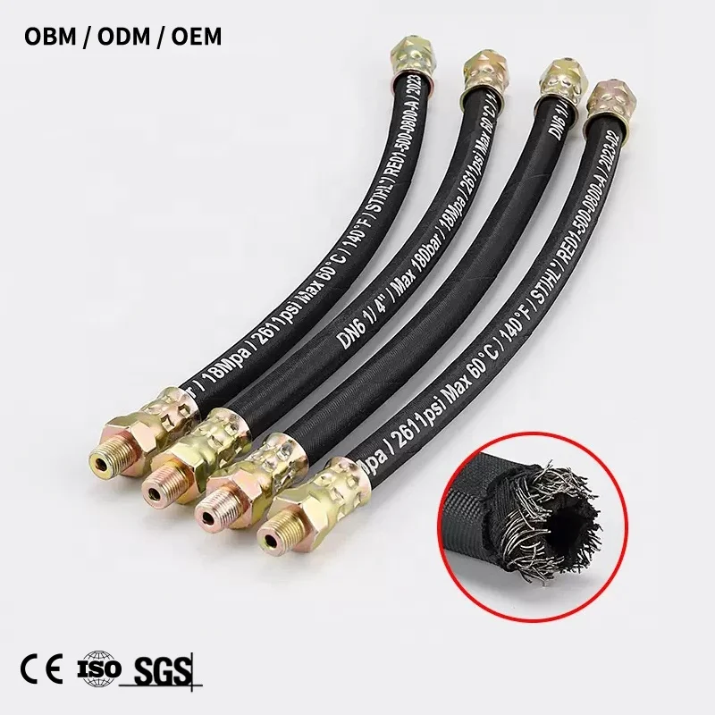 Flexible extension hose wire braided resin grease gun hose 30cm