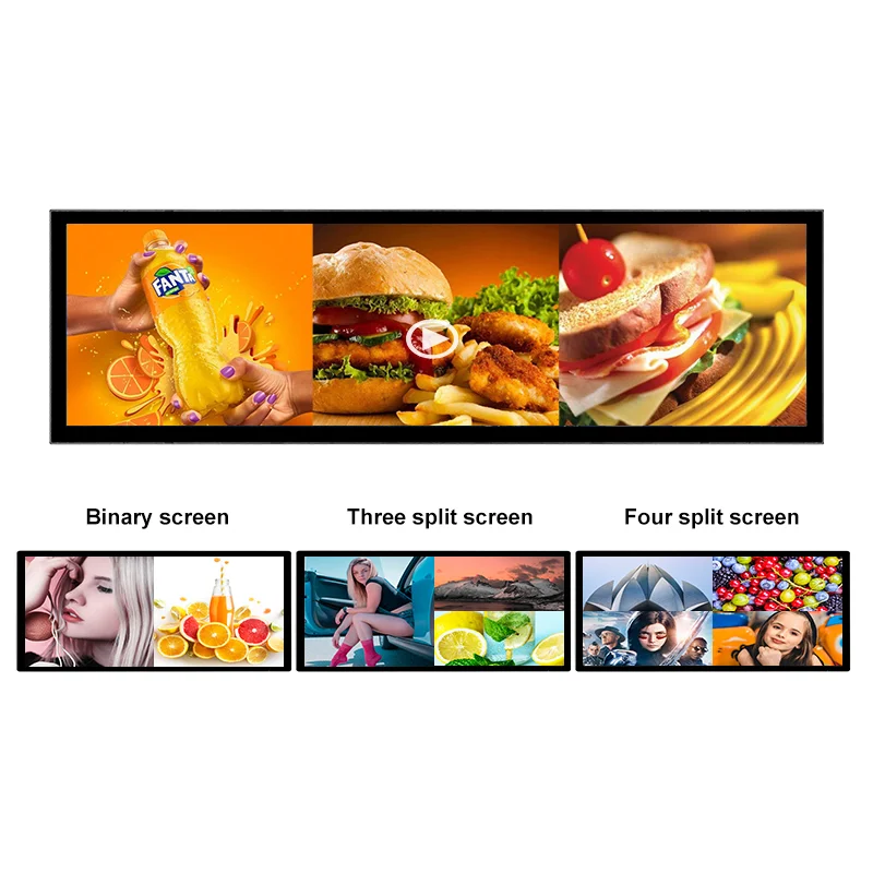 23.1 Inch Stretch Bar Totem Lcd Display High Brightness Strip Wide Supermarket Advertising Screen Digital Signage Manufacturer