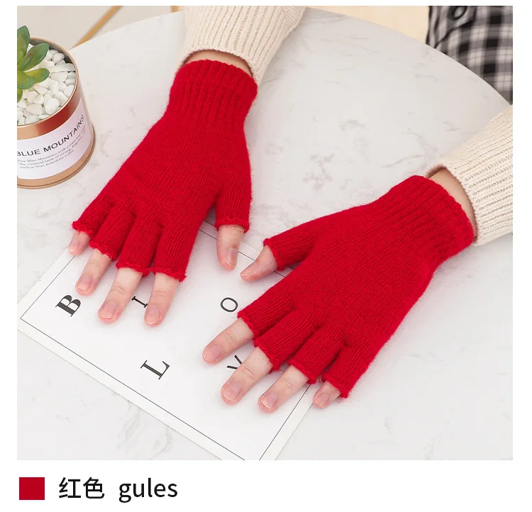Fashion Unisex Knitted Stretch Elastic Warm Half Finger Fingerless Gloves Men Women Glove For Winter New Arrival
