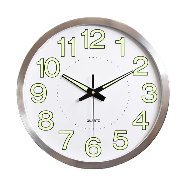 Custom Dial Decorative Night Light Aluminum Metal Frame Round Modern Wall Clock