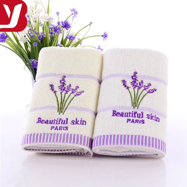 34 x 74cm Soft Embroidery Lavender cotton towel for super market