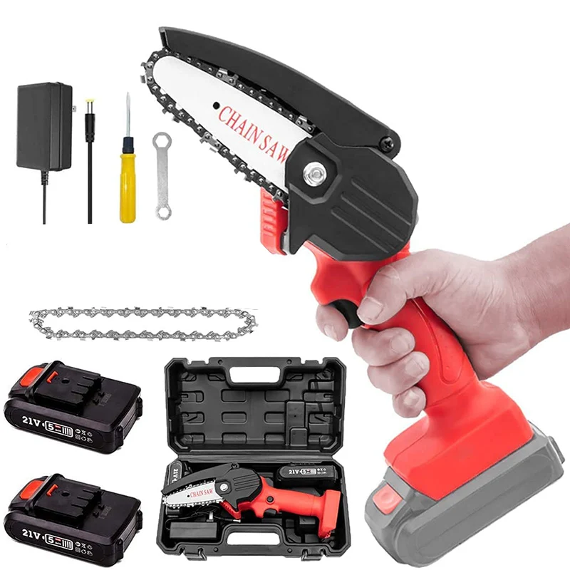 Dupow High Quality Electric chain saw 4 inch mini Electric Wood  Cordless Chain saw
