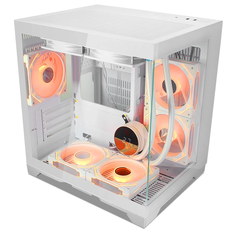 SNOWMAN HOT sale Gaming PC Case Custom Tempering glass ATX Computer case Wide Cube Towers PC Case with RGB Fan for gamer