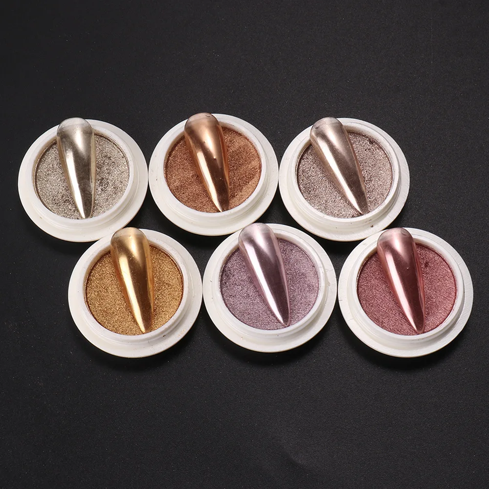 SZP43 professional pigment factory wholesale solid silver gold mirror chrome nail powder set with brush