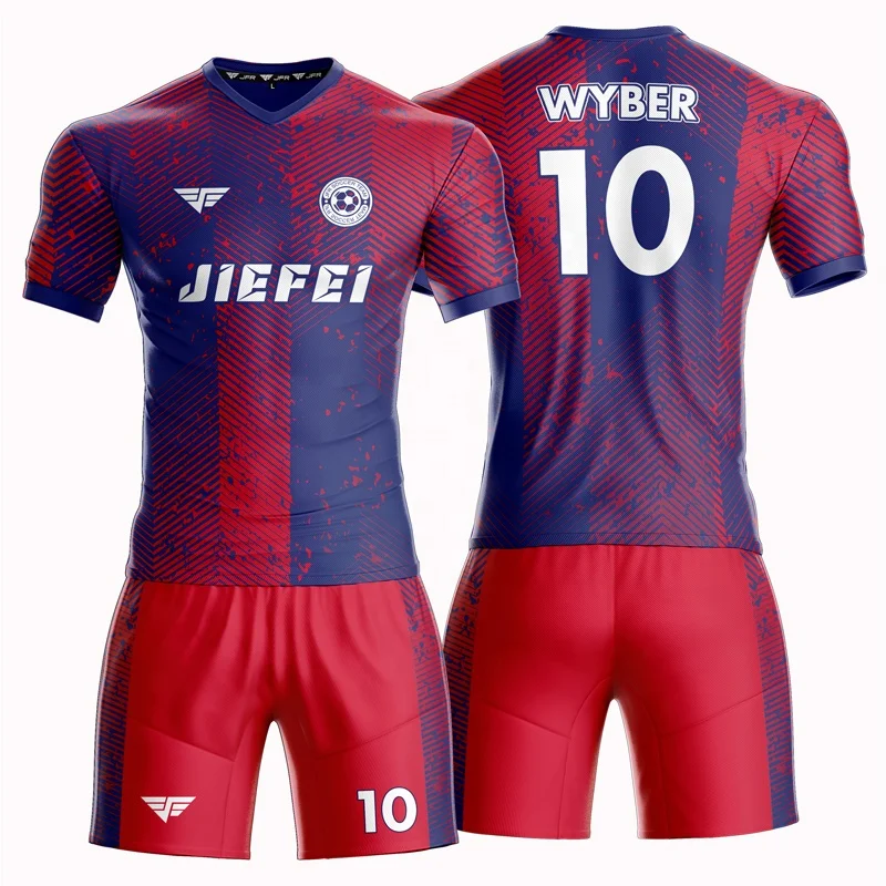 JFR Sports Short Sleeve and Pants Polyester Quick Dry Shirts Football Uniforms Wholesale Custom Sublimation Printing Sportswear